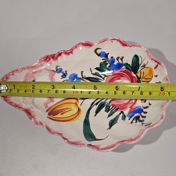 Vintage Trinket Bowls Serving Dish Ceramic Italian Pottery Renaissance Nove Rose - Picture 9 of 9